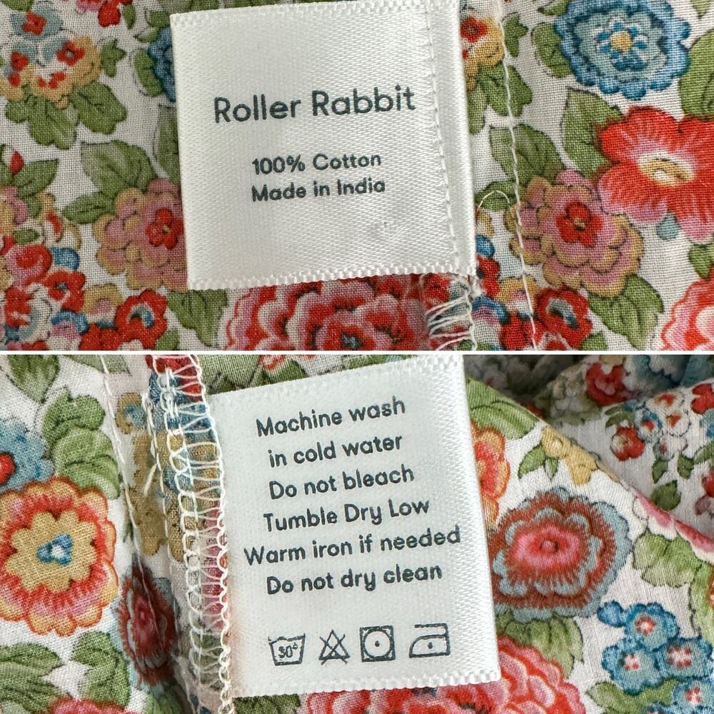 Roller Rabbit Elysian Day Coley Dress belted floral 100% cotton size large L - Picture 9 of 10